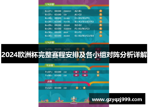 2024欧洲杯完整赛程安排及各小组对阵分析详解