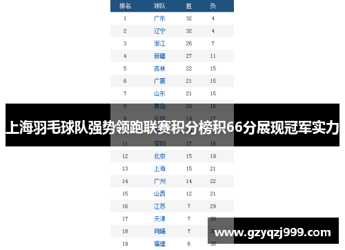 上海羽毛球队强势领跑联赛积分榜积66分展现冠军实力